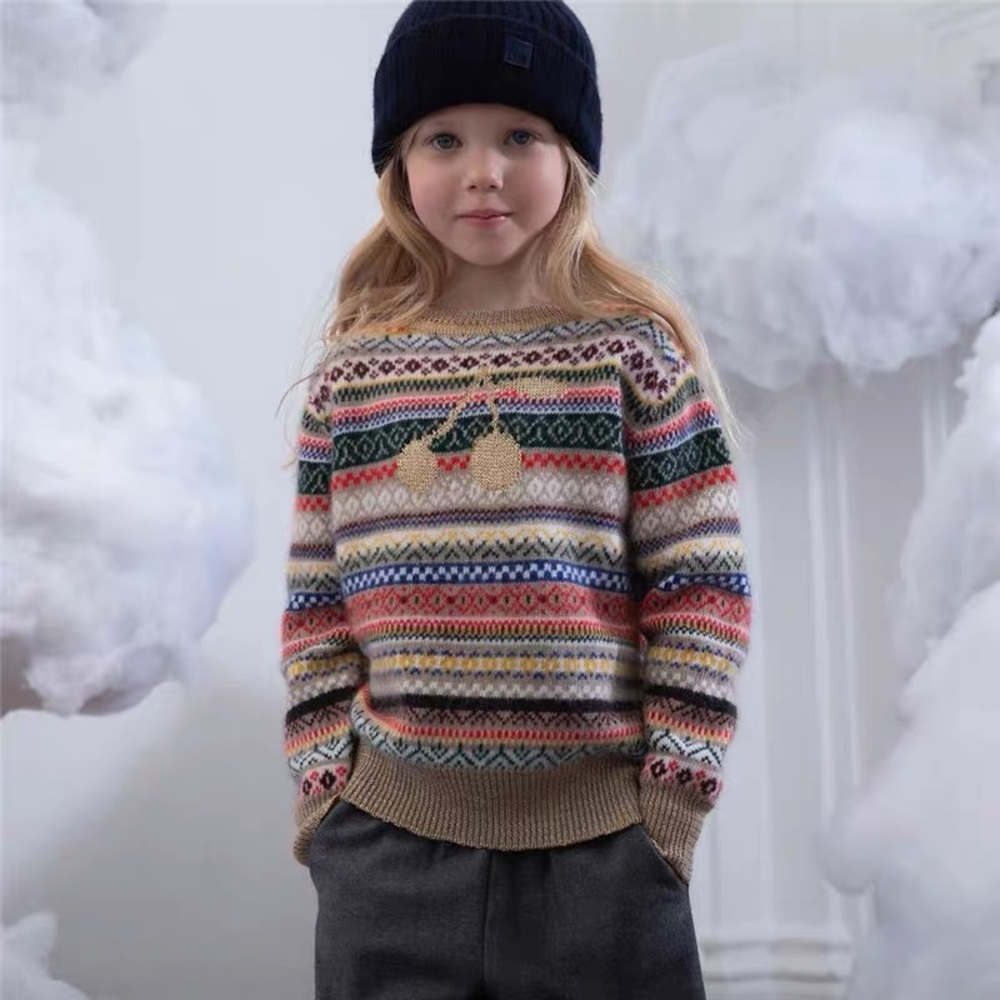Bonpoint intarsia knit cherry jumper Yr 4